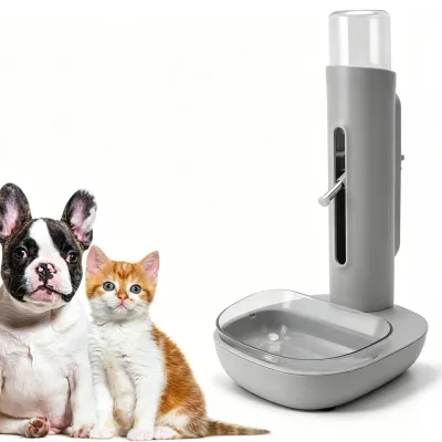 Haustier-Wasserspender 480 ml, automatisch, mit Futternapf, höhenverstellbar