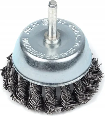 Zdjęcie produktu dla Szczotka czołowa z trzpieniem do wiertarki 1/4" 75mm (drut pleciony)