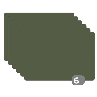 Obrázok produktu pre MuchoWow® Podložky Sada 6 podložiek Umývateľné podložky 30x45x0.3cm Zelená - olivová - Farba - zelená - jednofarebná - olivovo zelená Podložka pod