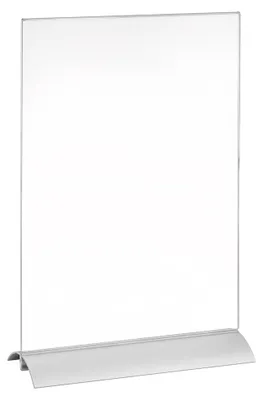 Produktbild von Tischaufsteller DIN A4 Aluminiumfuß doppelseitig / Werbeaufsteller Speisekartenhalter
