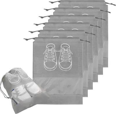 Produktbild von Schuhbeutel 6er Pack, staubdicht, wasserdicht, für Schuhe bis Größe 45, mit Kordelzug und transparentem Fach