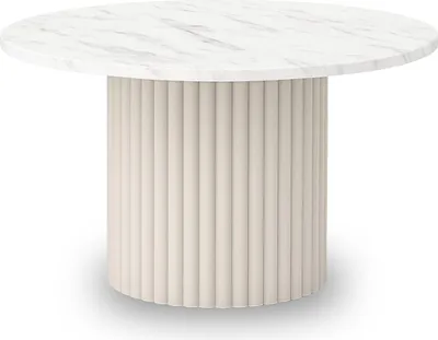 Produktbild von Couchtisch rund Ø 58/75 cm – Marmor-Optik & Metallgestell Kaschmir – Design Tisch Ollio