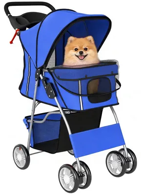 Produktbild von Faltbarer Hunde- und Katzenbuggy, bis 10 kg, blau