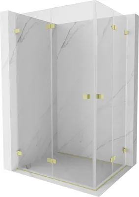 Produktbild von Mexen Lunar-F Duo Faltduschkabine 90 x 75 cm, transparent, gold gebürstet - 836-090L-075P-55-00