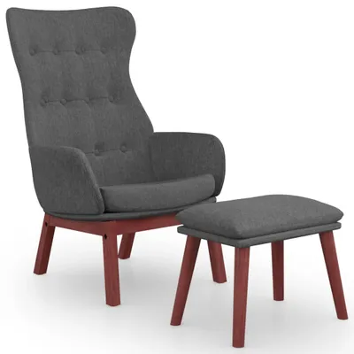 Image de vidaXL Fauteuil relax avec pouf Tissu gris foncé