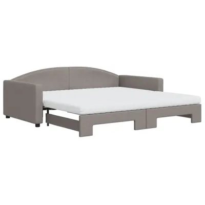 Image de vidaXL Lit de jour extensible avec matelas Taupe 100x200 cm Tissu