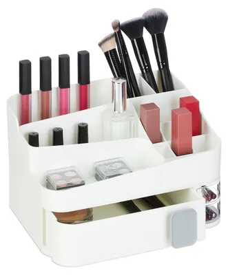 Produktbild von Kosmetik-Organizer, 18 Fächer, Aufbewahrungsbox, Kunststoff, Maße (H x B x T): 15 x 26 x 21 cm, weiß