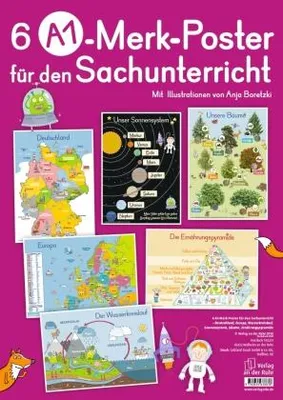 Obrázek produktu pro 6 A1-Poster für den Sachunterricht: Deutschland, Europa, Wasserkreislauf, Sonnensystem, Bäume, Ernährungspyramide