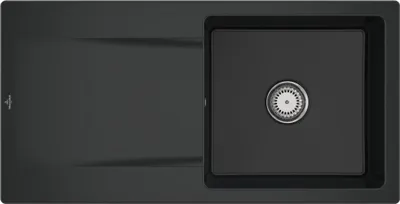 Produktbild von Villeroy & Boch 333601R7 Siluet 60 Keramikspüle Einbau Unterschrankbreite ab 60 cm Pure Black Handbetätigung - inkl.