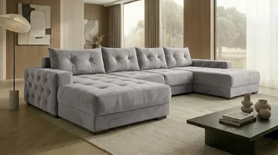 Produktbild von Ecksofa MODENA 362x170 cm mit Schlaffunktion, Bonellfederkern und Bettkasten, Farbe: Grau