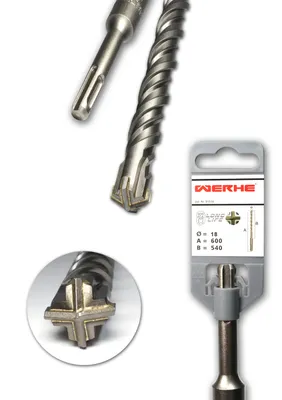 Zdjęcie produktu dla WERHE Wiertło krzyżowe do betonu SDS PLUS 18x600 mm