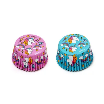 Produktbild von Muffinförmchen UNICORN BLAU & PINK 50x32mm 36 Stück Einhorn