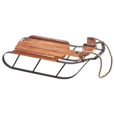 Produktbild von Kobolo Weihnachtsdeko Dekoschlitten ALPIN aus Metall Holz Weihnachtsschlitten Winterdeko Adventsdeko Dekofigur Weihnachtsfigur Tischdeko Nikolaus