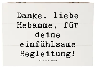 Produktbild von Mr. & Mrs. Panda holzschachtel Spruch Liebe Hebamme 22 x 15 cm - Weiß - Geschenk, Bedanken, Box, Geschenkbox, Danke sagen, Erinnerungskiste, Schatzkiste, Kiste, fotobox
