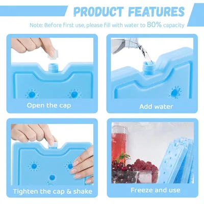 Imagen del producto de Bolsas de hielo reutilizables, delgadas, de 500 ml, paquete de 4, para neveras y bolsas térmicas