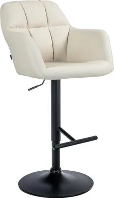 Produktbild von CLP Barhocker Natoma Kunstleder I 360° Drehbar, Metallgestell Höhenverstellbar creme Material Gestell Metall matt schwarz
