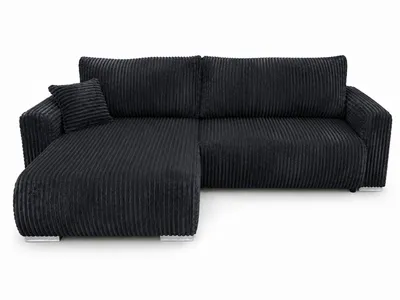 Produktbild von Ecksofa MEGAN mit Schlaffunktion und Bettkasten, dicker weicher Cordstoff Tilia 100, KI-generiertes Bild