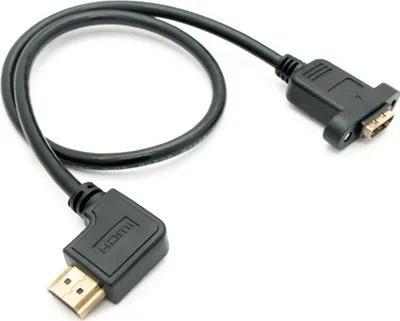 Produktbild von SYSTEM-S HDMI 1.4 Kabel 50 cm Typ A Stecker zu Stecker Schraube Winkel in Schwarz