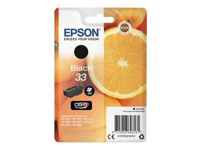 Produktbild von Epson Oranges Singlepack Black 33 Claria Premium Ink, Schwarz, Tinte auf Pigmentbasis, 6,4 ml, 1 Stück(e), 250 Seiten