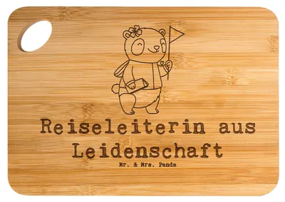 Produktbild von Mr. & Mrs. Panda Frühstücksbrett Reiseleiterin Leidenschaft - Transparent - Geschenk, Brett, holzschneidebrett, Holzbrett, schneidbrett, Schneidebrett