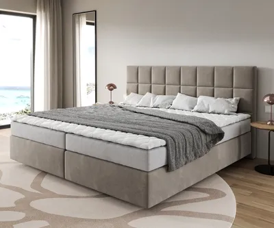 Produktbild von DELIFE Boxspringbett Dream-Fine Mikrofaser Beige 200x200 cm Bonell-Matratze PolyurethanTopper