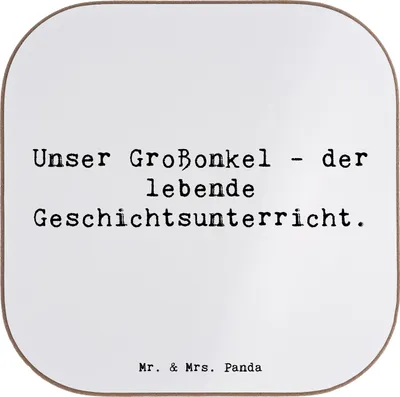 Produktbild von Mr. & Mrs. Panda Personalisierte Untersetzer Großonkel Geschichtsunterricht - Weiß - Geschenk, Bierdeckel, Freude, herzerwärmende Sprüche, Personalisierter, Familie