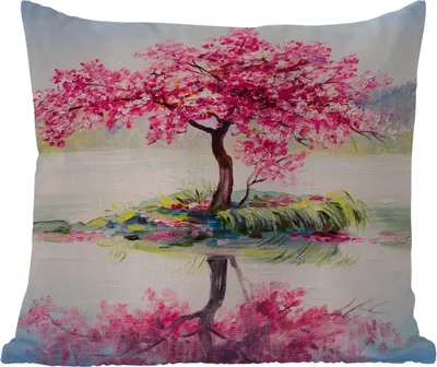 Produktbild von MuchoWow® Outdoor Kissen - Gemälde - Blüte - Wasser - Ölgemälde - 40x40 cm - Wetterfest - Lounge Kissen - Kopfkissen - Interieur - Polster mit Bild