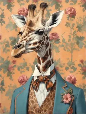 Produktbild von Leinwandbild Giraffe In A Suit I 57x77 cm