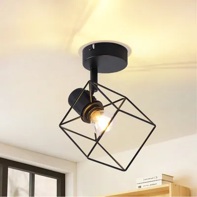 Immagine prodotto di ZMH faretto da soffitto nero E14 plafoniera 350° orientabile faretti da soffitto faretti vintage in metallo lampada da soggiorno per corridoio cucina senza lampadine