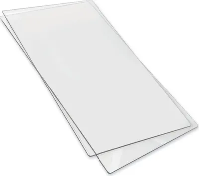 Two clear plastic cutting plates are shown on a white background.