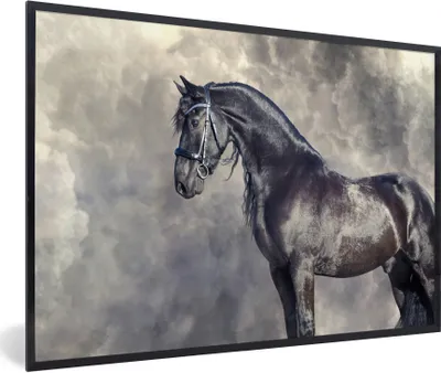 Produktbild von MuchoWow® Gerahmtes Poster Friese - Pferde - Porträt 30x20 cm - Poster mit Schwarzem Bilderrahmen Wandposter Rahmen Foto Bilder - Kunstdruck - Bild-Poster