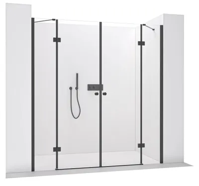 Obrázek produktu pro Sprchové 2-pantové dveře Marino L/P - 6 mm - černá matná, transparentní sklo - 198(109+89)x190 cm