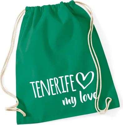Produktbild von Huuraa Turnbeutel Tenerife my love 12 Liter Kelly Green Baumwolle Rucksack Geschenkidee