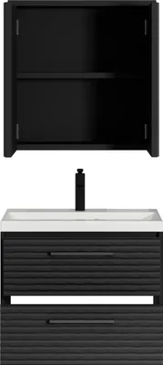 Immagine prodotto di Badplaats Set completo di mobili da bagno Etna 60 x 35 cm nero opaco - Mobili da bagno con lavabo e armadio a specchio