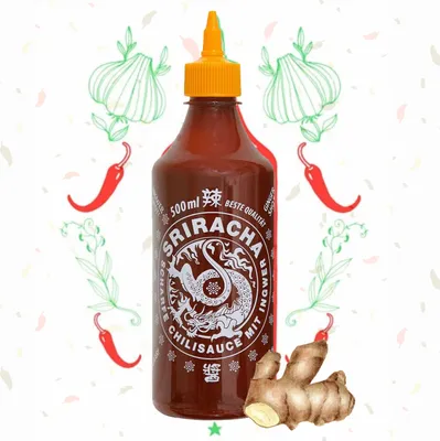 Produktbild von A-ONE Sriracha Ingwer Scharfe Sauce 500ml - scharfe Chilisauce ideal für Grillgerichte