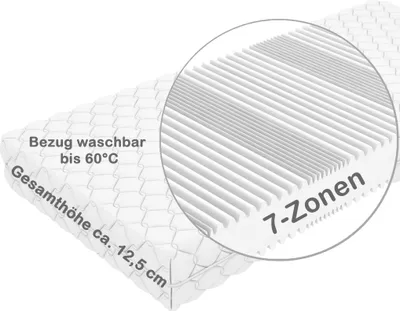 Produktbild von Crownmiller Basic 90x200cm fest, 7 Zonen Matratze, 12,5 cm, Bezug waschbar bis 60°C