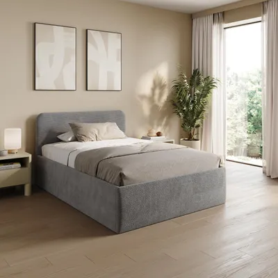 Produktbild von Home Collective Polsterbett 120x200 cm Doppelbett Bett mit verstellbarem Lattenrost & Stauraum, viele Größen verfügbar | Kordstoff Grau