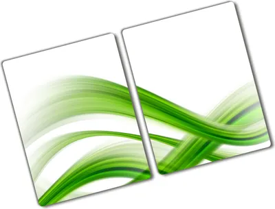 Produktbild von Tulup Glas Herdabdeckplatte - 2x40x52 cm - Glaskeramikkochfeld-Abdeckung Spritzschutz Glasabdeckplatte Kochplattenabdeckung und Schneidebrett - Zweiteilig - Kunst: modern & klassisch - Wellen Abstraktion - Grün