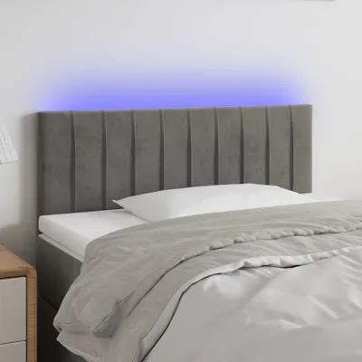 Produktbild von The Living Store LED Kopfteil Hellgrau 90x5x78/88 cm Samt