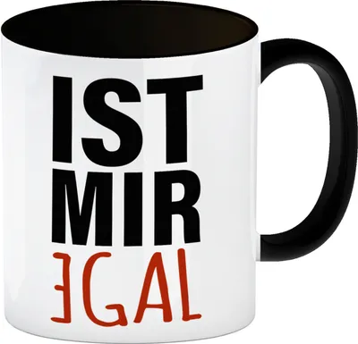 Produktbild von Ist mir egal Kaffeebecher Henkel und Innenseite Schwarz