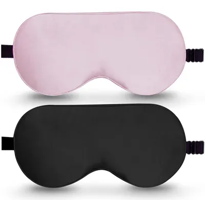Produktbild von Schlafmaske aus Seide, Set mit 2 Augenmasken aus 100% echter, natürlicher, reiner Seide mit verstellbaren Bändern, Augenmaske zum Schlafen, Augenschutz beim Schlafen, Yoga und anderen Aktivitäten, blockiert Licht.