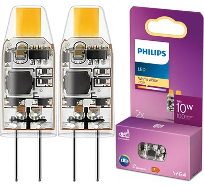 Zdjęcie produktu dla Philips Kapsułka 10 W Kapsułka G4 x 2, 1 W, 10 W, G4, 100 lm, 15000 h, Ciepłe białe