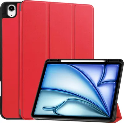 Produktbild von Mobigear Tri-Fold iPad Air 13 Zoll (2025) Hülle Klapphülle + Stifthalter - Rot