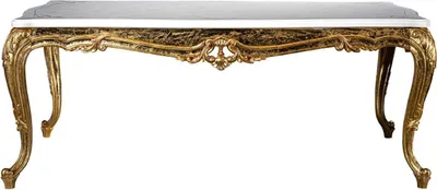 Produktbild von Casa Padrino Luxus Barock Esstisch Weiß / Gold 202 x 102 x H. 80 cm - Massivholz Küchentisch - Esszimmertisch - Prunkvolle Esszimmer Möbel im Barockstil