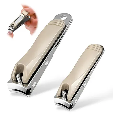 Immagine prodotto di Set di 2 forbici per unghie in acciaio inossidabile, per manicure e pedicure, affilate e precise, disponibili in diverse dimensioni (grandi e piccole)