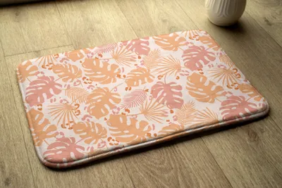Produktbild von Badteppich Saugfähige - Badezimmer Teppich - Rutschfester Badvorleger Badematte - 75x45 cm - Monstera Blätter Muster