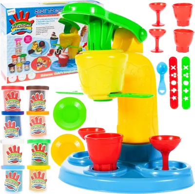 Produktbild von Malplay Eismaschine Mit Toppings | Kleiner Eissalon | 8 Knet-Dosen | Viele Elemente | Für Kinder Ab 3 Jahren | Kreatives Spielzeug