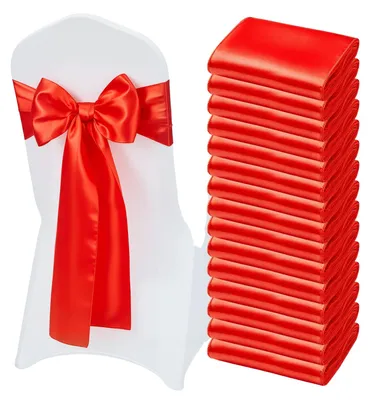 Zdjęcie produktu dla Vevor Satynowe Szarfy Na Krzesła Z Kokardkami 50 Szt 275X17 Cm Czerwone