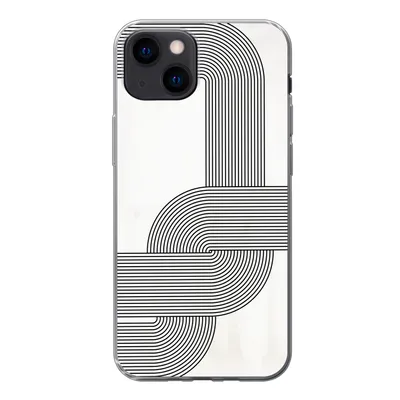 Produktbild von MuchoWow® Handyhülle Schutzhülle Hülle für iPhone 13 mini Kunst - Schwarz - Weiß - Linie Silikon Softcase Handy Hülle - Softcase