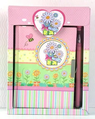 Produktbild von STARPAK Tagebuch "Blumen" mit Schloss und mit Stift